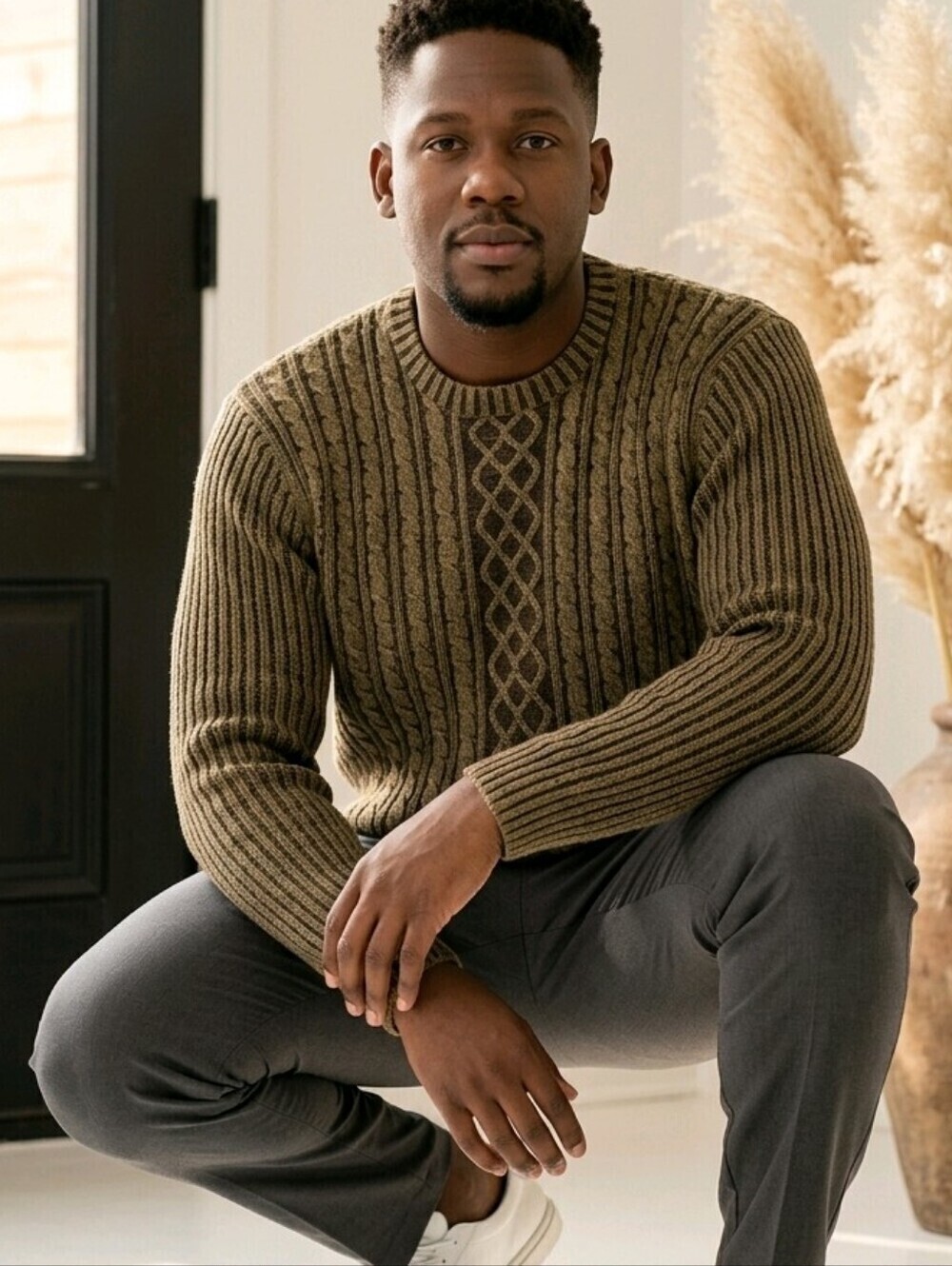 Protege Collection Men's Brown Cable Knit Sweater Sz XL Gently Loved